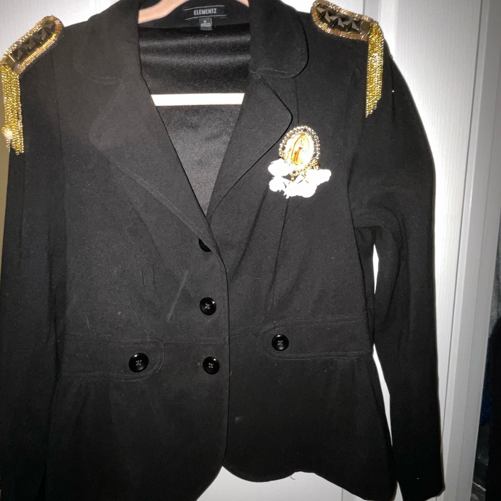 Upcycled ruffled blazer